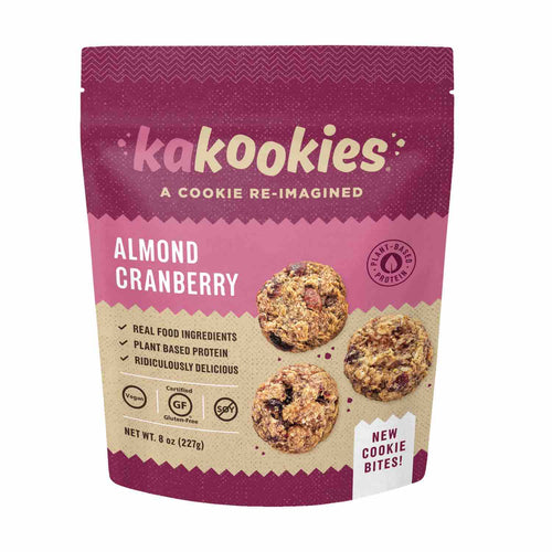 Kakookies delicious Almond Cranberry Oatmeal Cookies bites in a pouch