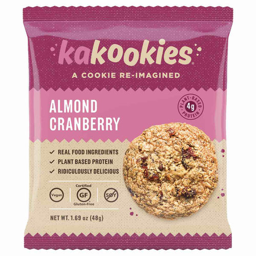 Kakookies Almond Cranberry vegan and gluten free energy snack oatmeal cookies with plant based protein