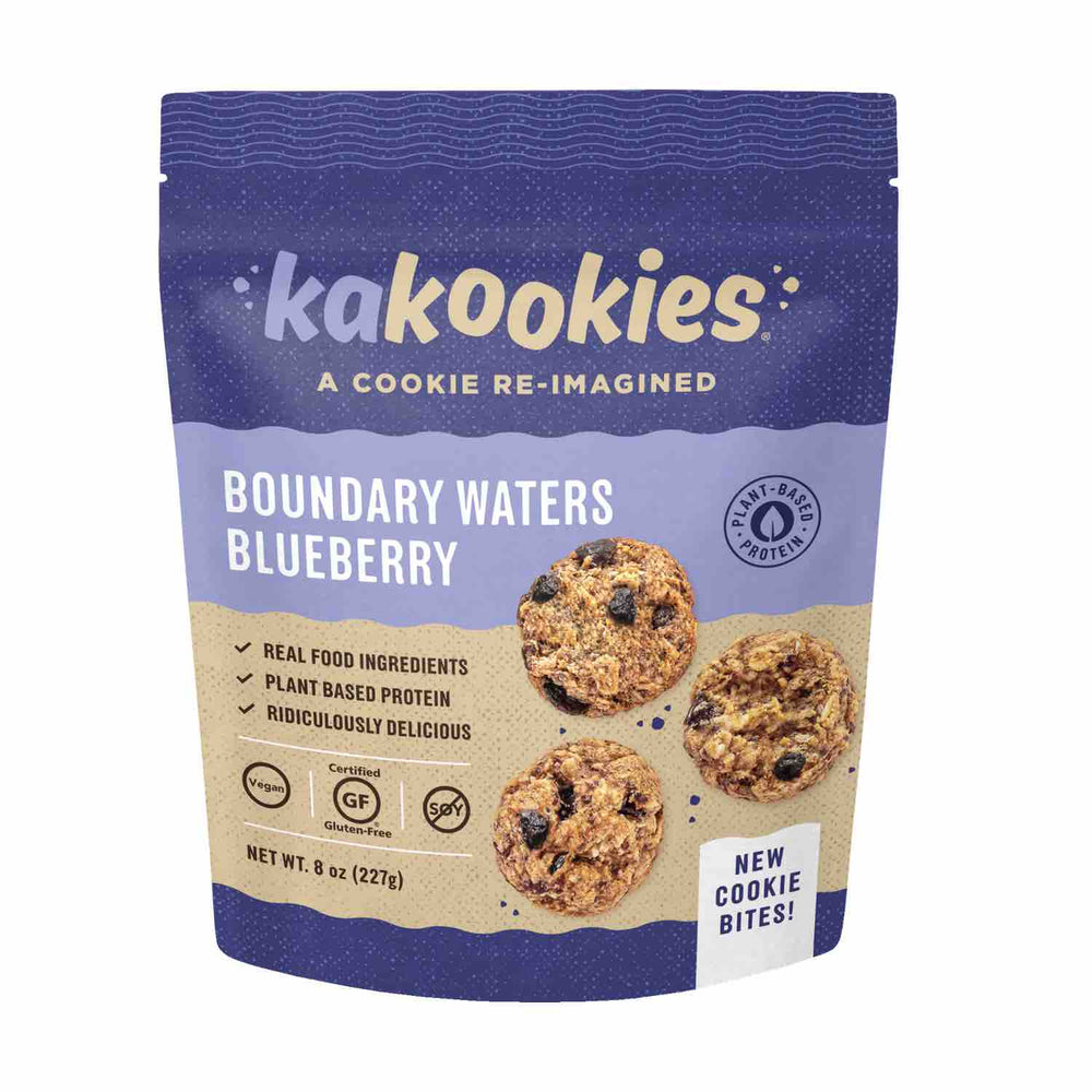 Kakookies delicious Boundary Waters Blueberry oatmeal Cookie Bites in a pouch