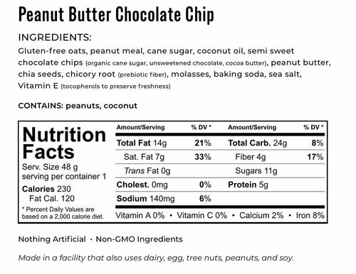 Kakookies Peanut Butter Chocolate Chip Ingredients and Nutrition Facts