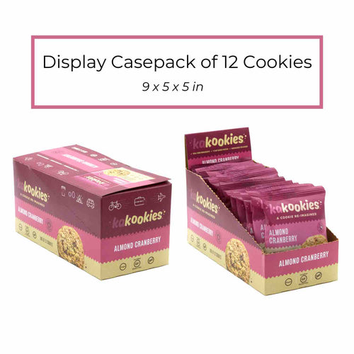 Kakookies display box of almond cranberry cookies