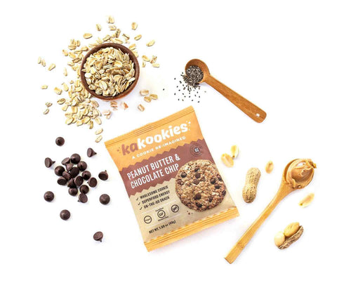Kakookies Peanut Butter and Chocolate Chip vegan and gluten free energy snack cookies with plant-based protein